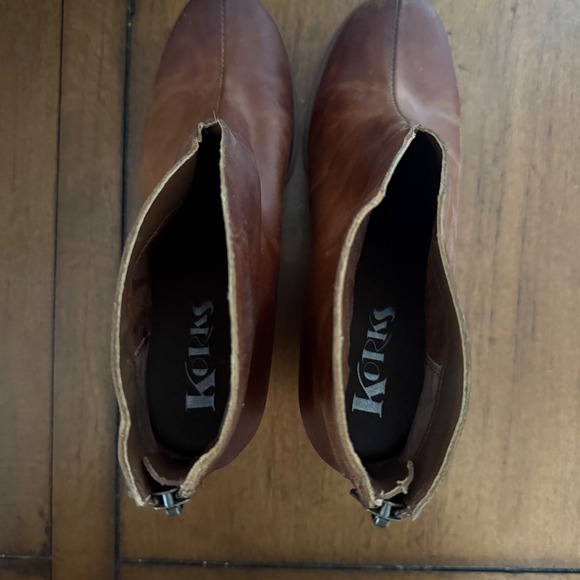 Korks Women's Leather Ankle Boots Brown Side Zip Block Heel Size 6M - Picture 6 of 7
